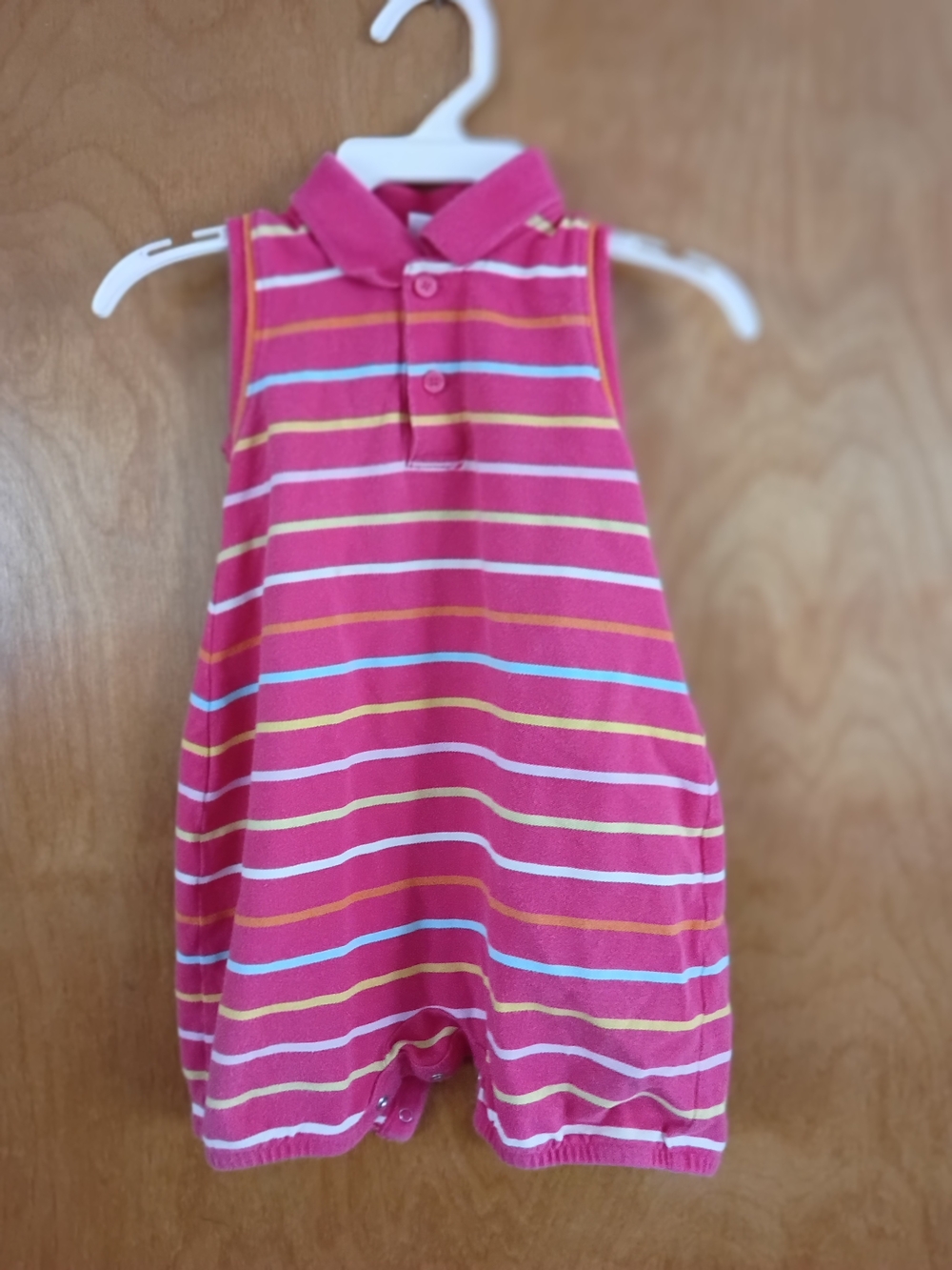 GAP Pink Striped Sleeveless Polo Romper